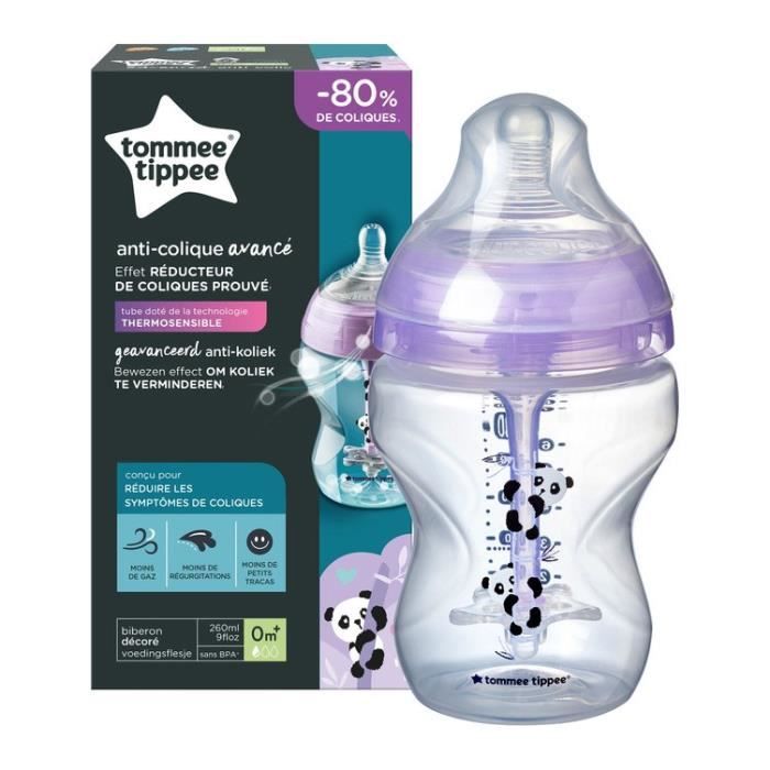 TOMMEE TIPPEE Biberon Anti colique avancé 260ml décoré rose