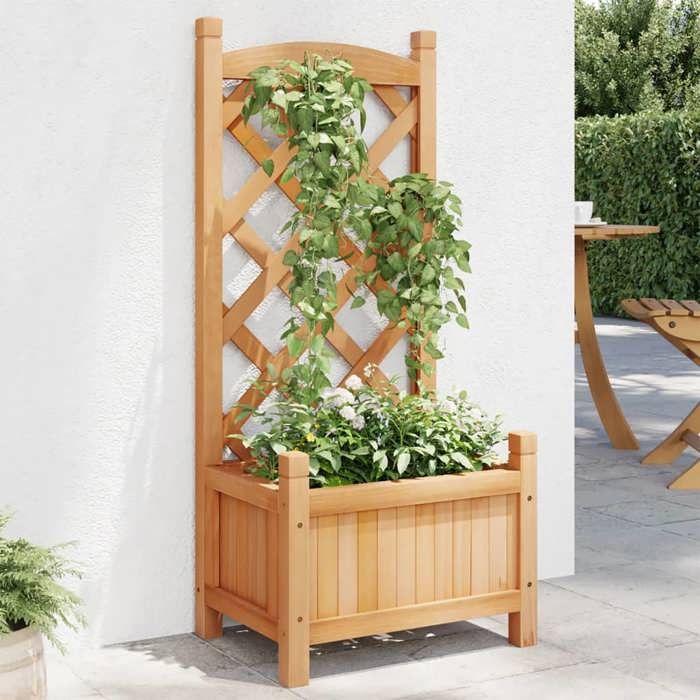 vidaXL Jardinière avec treillis marron bois massif de sapin 365482