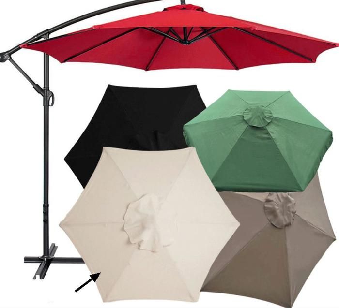 Housse de rechange pour parasol - AUCUNE - 3 m (6 bras) - hexagonal - polyester - blanc crème