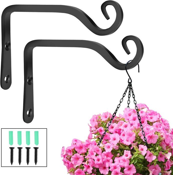 2pcs Support Plante Mural Balcon,Crochet de Suspension en Fer Forgé