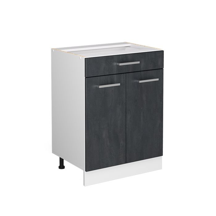 Meuble cuisine R-Line 60cm sans PT Béton noir/Blanc Vicco 47618