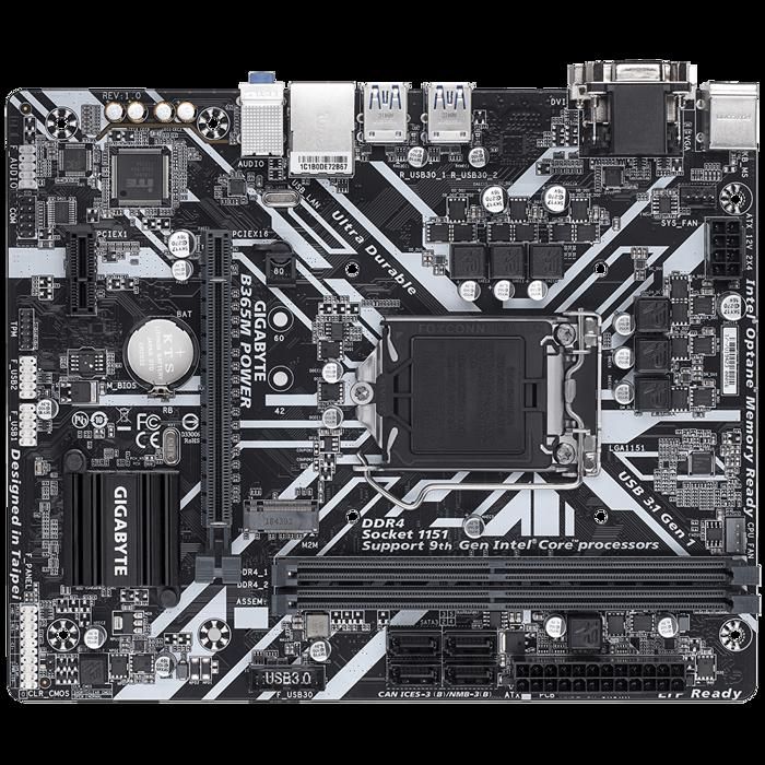 Carte mère GIGABYTE GA-B365M POWER Intel B365 Socket LGA1151 2xDDR4 SDRAM 32 GB Micro ATX - Gigabyte