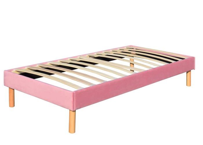 King of Dreams Gregory - Solide et Confortable Sommier Tapissier rose + Pieds en 20 cm pour Matelas en 90x200-13 Lattes