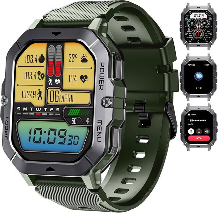 MONTRE CONNECTÉE HOMME Femme avec Appel Bluetooth, 2,0 HD Smartwatch