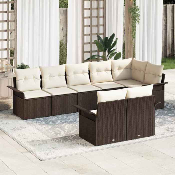 vidaXL Ensemble de 7 Pièces de Canapé de Jardin avec Coussins Rattan Poly - vue 8