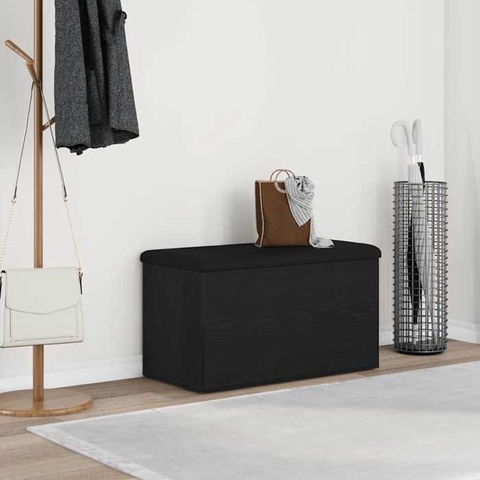 SARAZYJ@Banc de rangement - SOLOMON - banc du couloir Chêne noir 82 x 42 x 45 cm Bois dingénierie Home850906