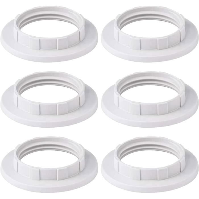 Anneau Réducteur Abat Jour - 6Pcs - E27 à E14 - Blanc - Plastique - 40mm Blanc