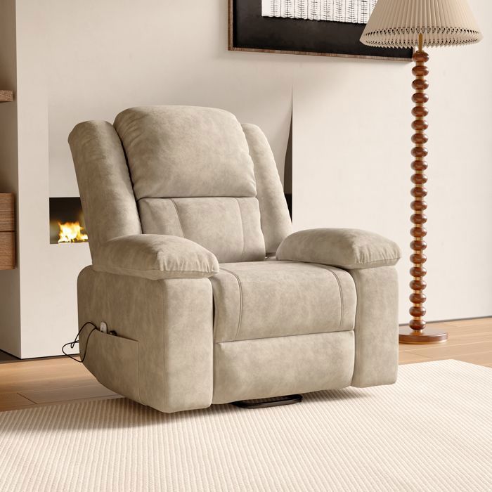 Fauteuil Massant Electrique Chauffant 8 Points - Fauteuil Releveur Salon Moderne en Tissu Marron - 160° Inclinable