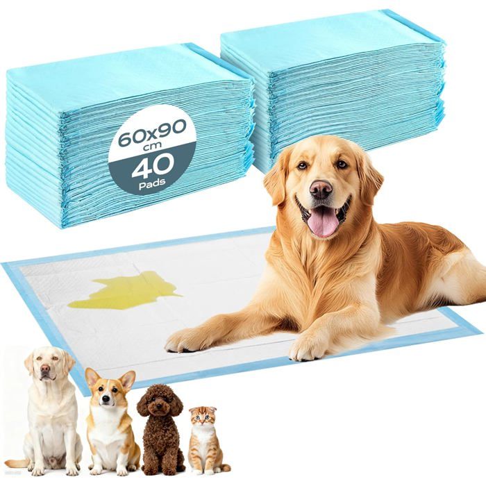 40pc Tapis Absorbant Chien60X90cm Alaise Jetable Alèse Propreté Educateur Chien AnimauxAnti-Fuite 6couchesAlaise pour Chien