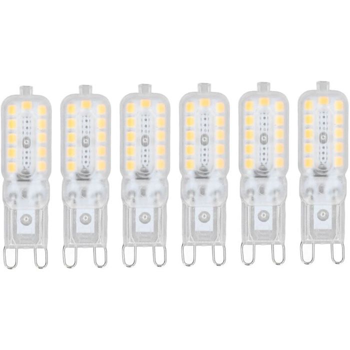 Ampoule LED G9 dimmable 5W blanc chaud 360° – lot de 6 (22×2835 SMD 50 000 h)