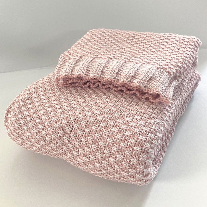 Plaid Tricot Point de Riz Rose Rose 130x160 cm