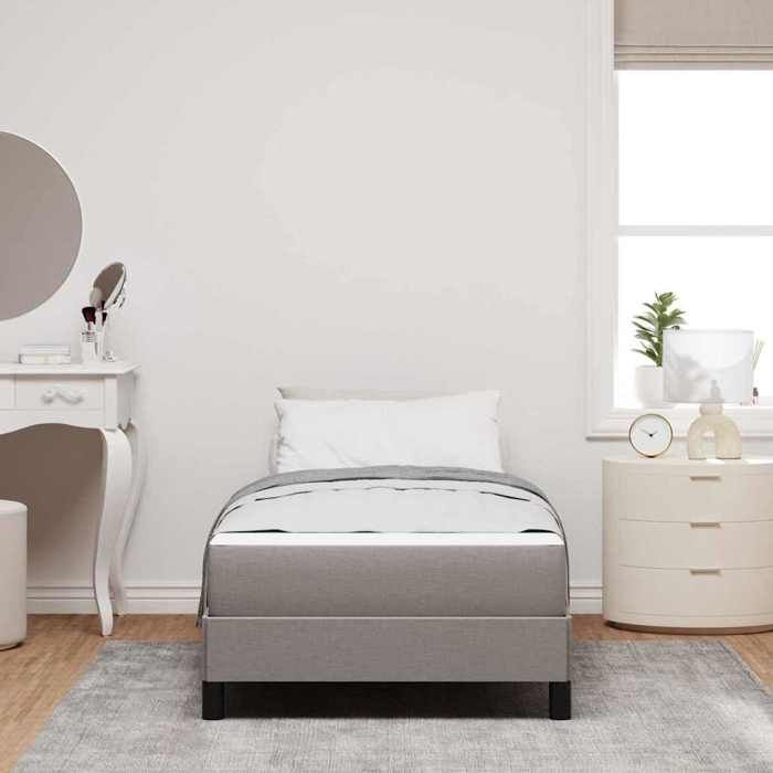 Lit à ressorts avec matelas - UU - Taupe - 90x190 cm - Tissu respirant - Bois dingénierie - Ressorts ensachés