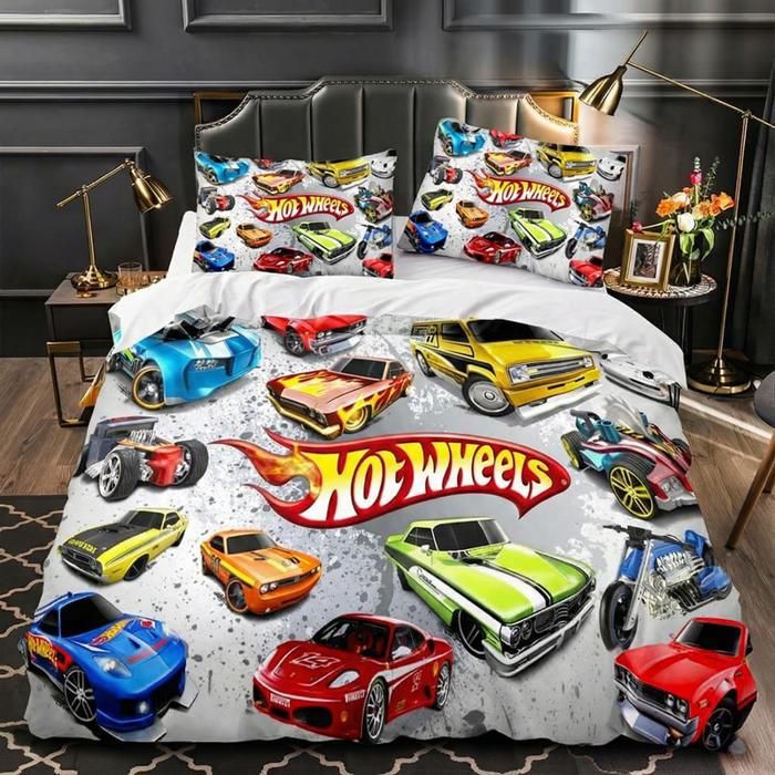 Parure De Lit Doux Microfibre Voiture De Sport Housse De Couette + 2 Taies doreiller 50 X 75 Fermeture Éclair (200 x 200 cm)