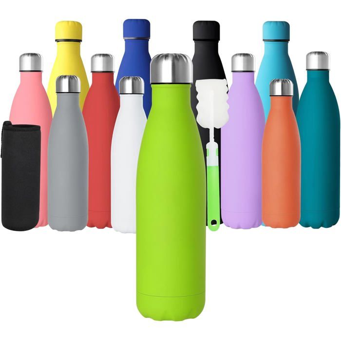 TRAHOO-Gourde Isotherme 500ML Gourde INOX Isotherme à Double Paroi Isolée sous Vide 12 Heures Chaudes et 24 Heures Boissons [J287]