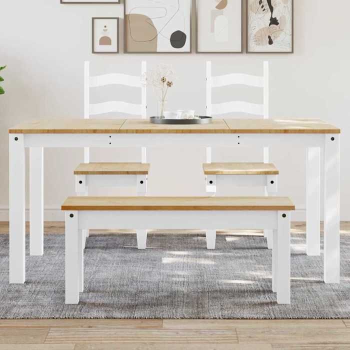 NEW 2026 Table de repas(1 pc) - 4/6 personnes - Panama blanc 160x80x75 cm bois massif de pin L665