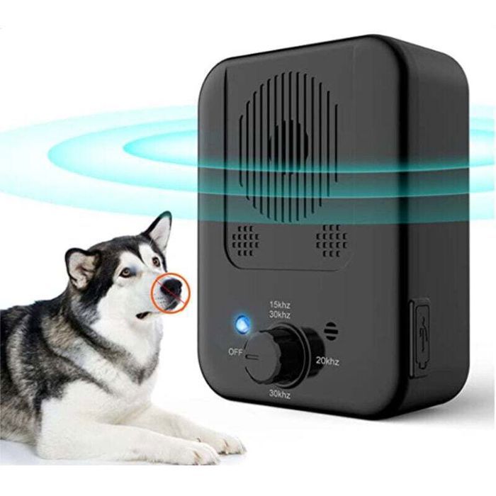 Dispositif anti-aboiement à ultrasons - MHY® - 3 fréquences - Portée 10 m - Rechargeable - Pour grands et petits chiens