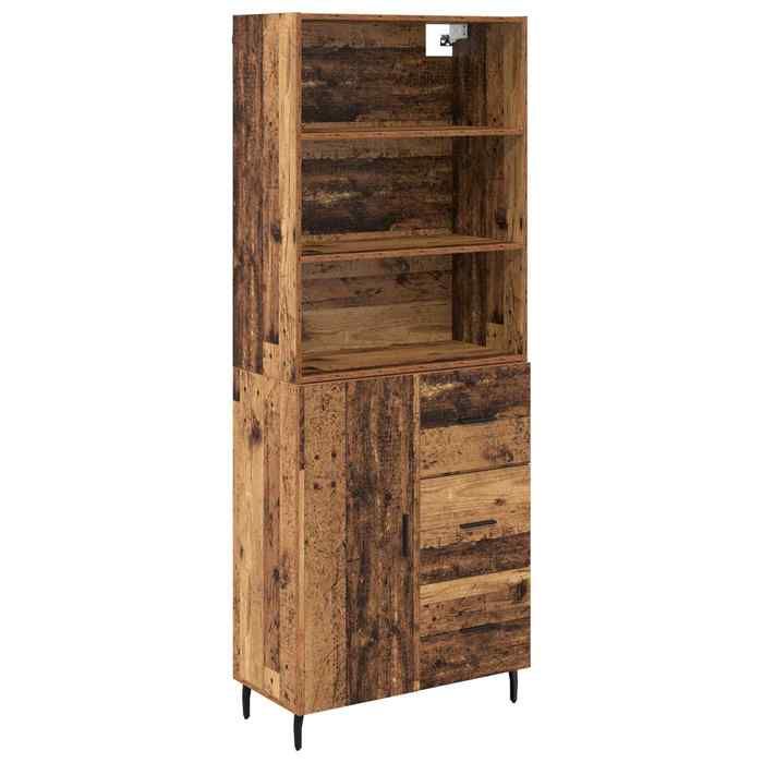 SALE 2026Buffet de cuisine stable - Placard Cabinet bahut Marron - Haut Armoire 2 pcs Bois Ancien Bois Aggloméré et Verre 45.69 Kg