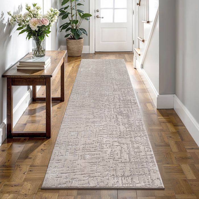 the carpet Rio tapis de salon moderne et doux avec dos antidérapant et aspect 3DBeige 80 x 300 cm D50