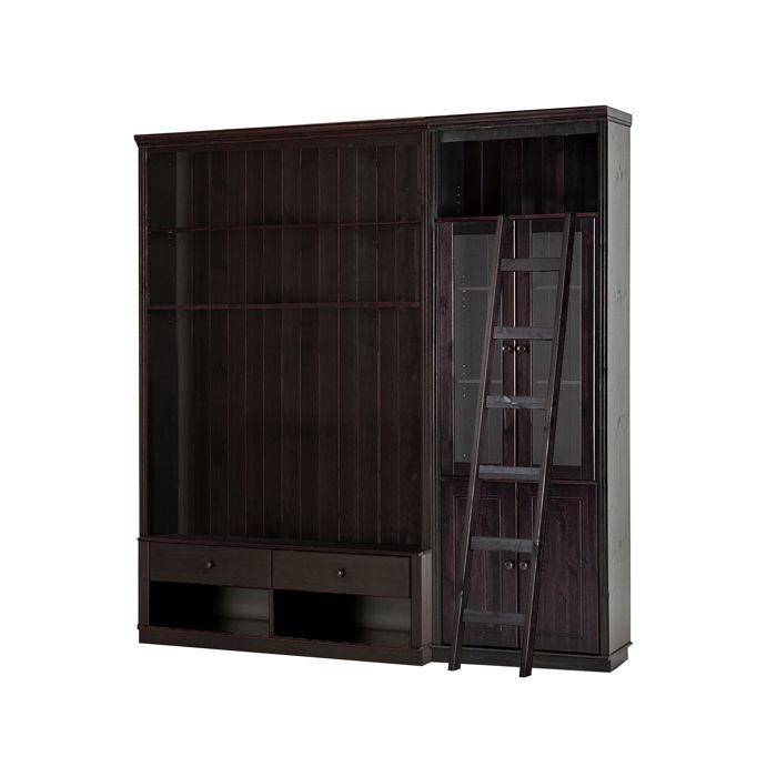 Anita-bibliothèque F Avec TV Lowboard Ladder En Pin Brun Foncé Anita-bibliothèque F Avec TV Lowboard Ladder En Pin Brun Foncé