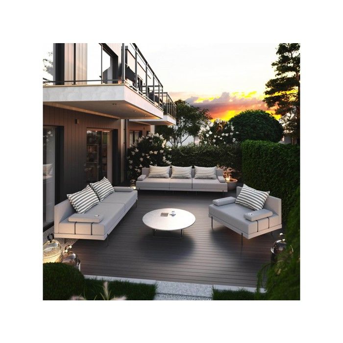Salon de jardin 2 Canapés + 1 Fauteuil en bois BAHAMA 3+2+1 pour 6 personnes - gris + rayures (SET 6) Salon de jardin 2 Canapés + 1 Fauteuil en bois BAHAMA 3+2+1 pour 6 personnes - gris + rayures (SET 6)
