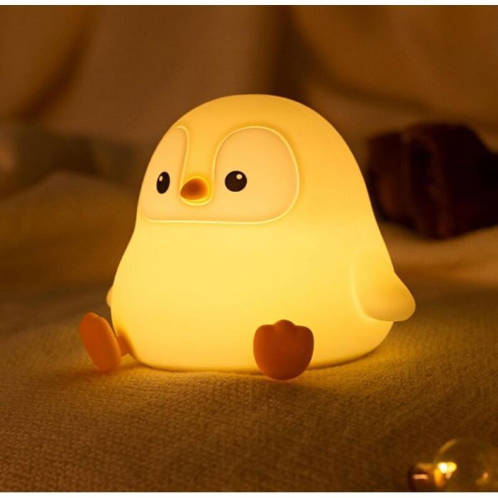 Veilleuse pingouin lampe de nuit LED souple en forme danimal 2 niveaux dintensité 0.7W veilleuse pour chambre denfant