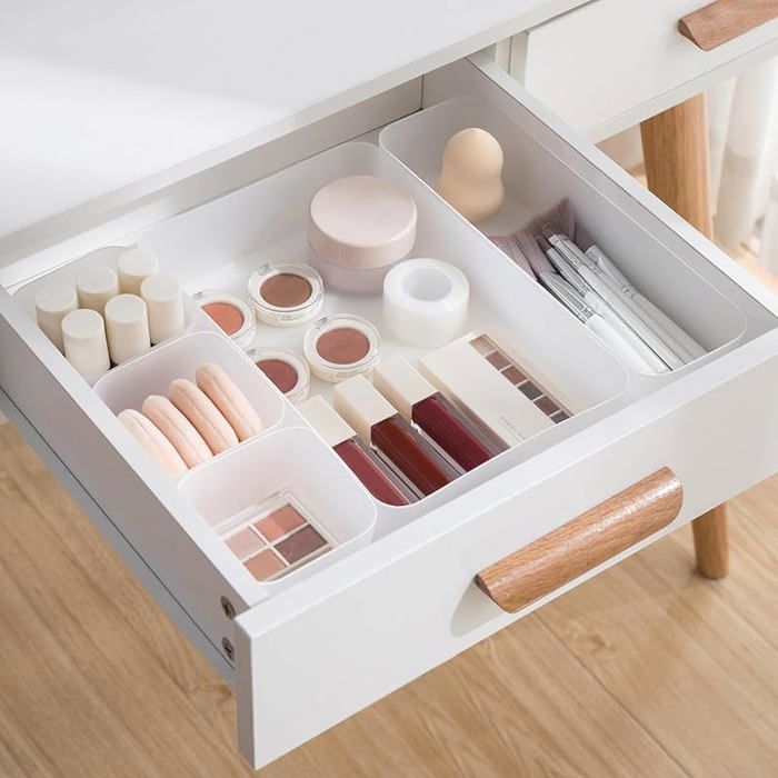 Lot de 5 boîtes de rangement pour tiroir de chambre à coucher commode salle de bain cuisine givré 5 pièces