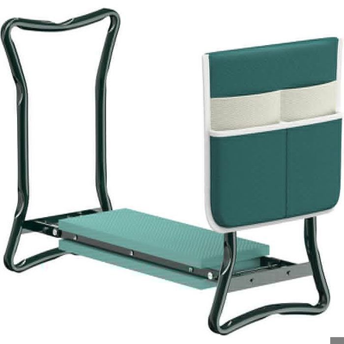 Tabouret de jardinier 2 en 1 - AUTREMENT - 600x280x490 mm - Capacité 150 kg - Pliable avec poche - Assise rembourrée