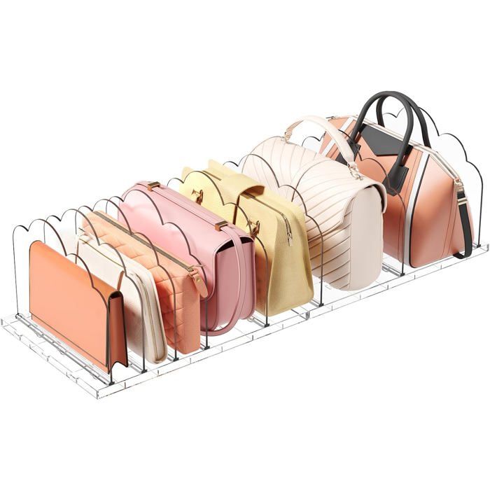 Séparateur de sac à main - lot de 2 - réglable étagère transparente organisateur et diviseur de placard en plastique sans perçage