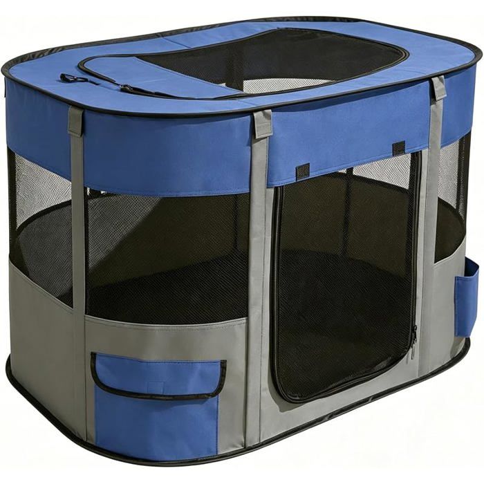 Niche portable pour animaux domestiques 80 x 60 x 55 cm Pliable Rectanguire Niche pour chat Niche bleu marine