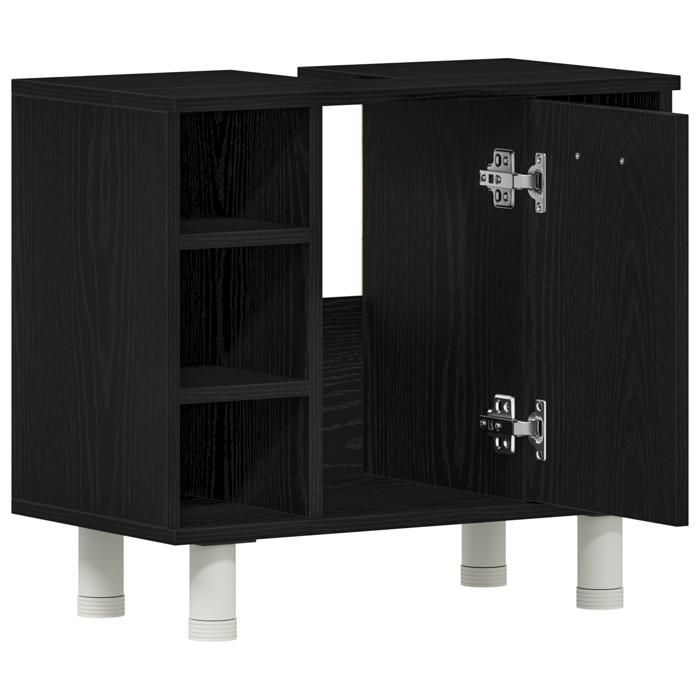 Meuble de salle de bain Noir Chêne 60x32x54 cm Bois dingénierie_2 ans garantie_55032