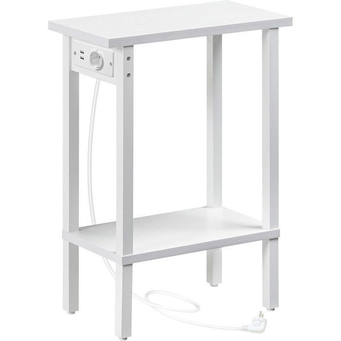 Table D’Appoint Étroite Bout De Canapé À 2 Niveaux Avec Station De Charge Table De Chevet Avec Rangement Pour Petit Espace Salon