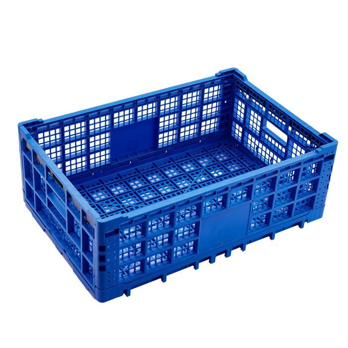 Étagères rangement pliables robustes bacs plastique 52L couvercles empilables maison bureau bleu