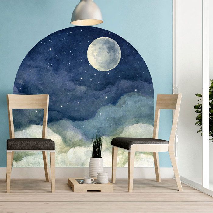 Papier Peint Photo 3D – Nuit, Lune Et Pyramide C257, Design Marco Carmassi Amy, Effet Mural