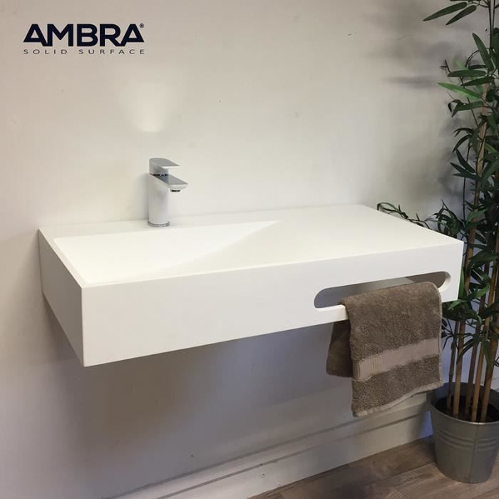Vasque suspendue en Solid surface - AMBRA - Granada Blanc - Robuste et facile à entretenir