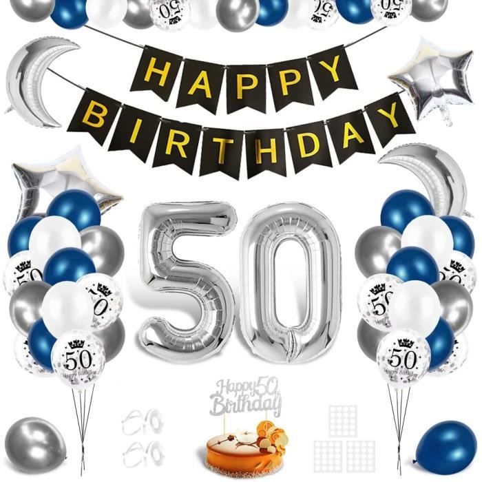 Decoration Anniversaire 50 Ans Deco 50 Eme Bon Anniversaire Decorations Joyeux Anniversaire Ballon Or Noir Banniere Bleu Arge 4 Cdiscount Maison