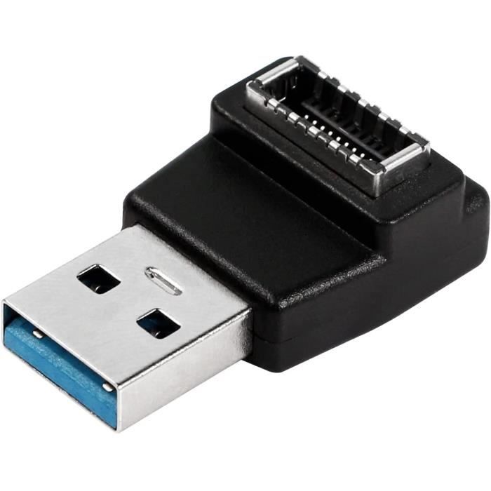 Hoembpn Adaptateur USB 3.2 Gen 2 90 Degrés 10Gbps USB Mâle à Femelle L Angle Connecteur OTG Transfert 3A Charge Rapide,Compatible Avec Windows/Mac/Android, Pour Téléphone Mobile/Ordinateur/Tablette