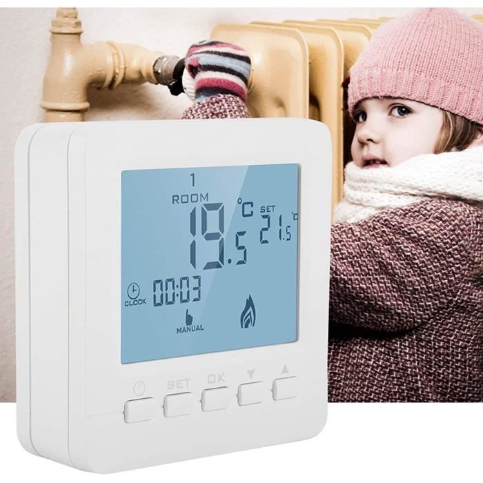 Thermostat intelligent, Thermostat Numérique pour chaudières à gaz,  Réglable Intérieur d'ambiance Programmable pour Maison Chau[499]