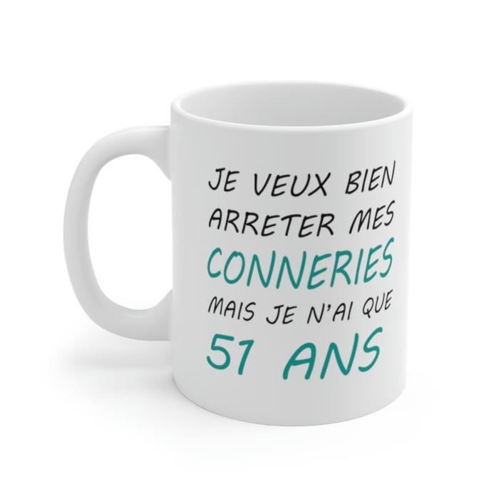 Mug Anniversaire 51 ans Idée cadeau anniversaire homme ou femme