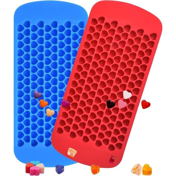 Moules à Glaçons S_CUBE Silicone - 160 Mini Glaçons 1x1cm, Rouge Et Bleu