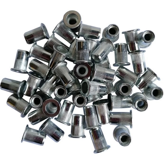 6 Inserts Courts En Acier Tête Plate RIFIX, M6, Perçage 9 Mm - Pour Fixation Solide, Idéal Bricolage