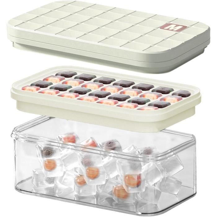 Bac à Glaçons Rond Avec Couvercle, 104 Pièces X 1,5 Cm, Bleu Pour Faire Des Boules De Glace, Des Boissons Glacées (24 X 14 Cm