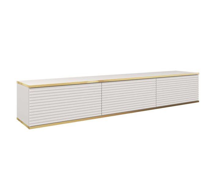 Meuble TV Avec Lamelles Blanc 175 x 32 x 30 cm Push to Open