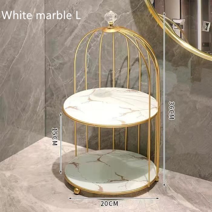 marbre blanc l - étagère de rangement créative en fer forgé pour cosmétiques, support de luxe pour maquillage