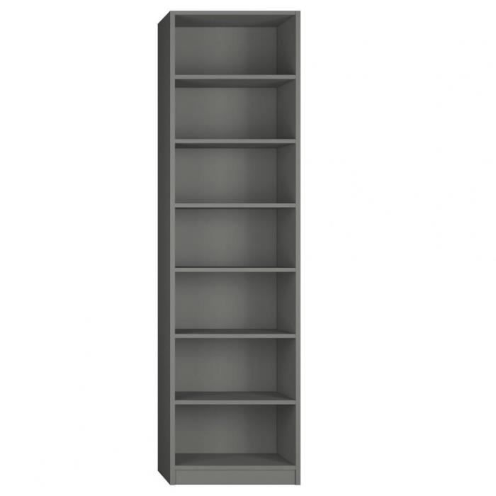 colonne bibliothèque 6 étagères coloris gris graphite mat largeur 50 cm gris mdf inside75