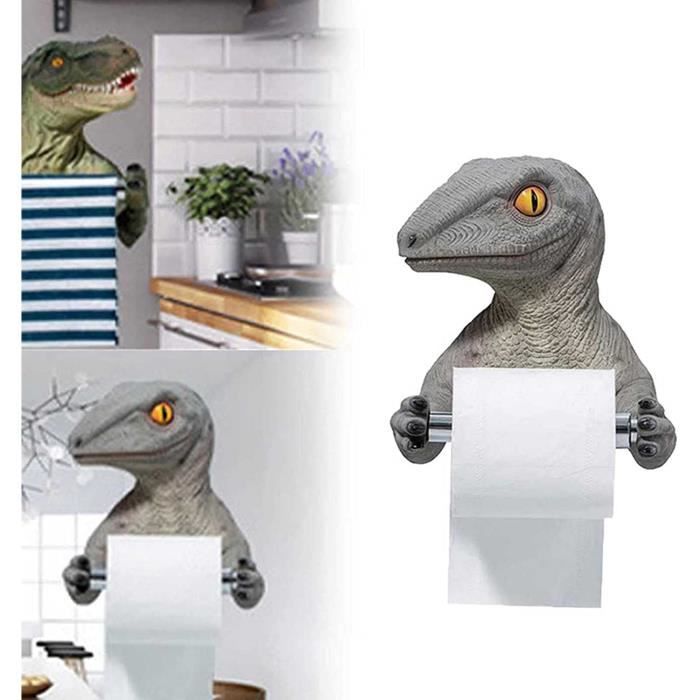 DSAK Porte-Papier Hygiénique Dinosaure sans Poinçonnage Porte-Serviettes en Papier Rouleau De Papier Toilette Cintre Résine Artisanat (B