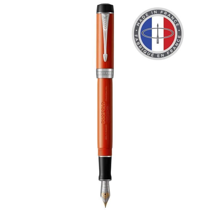 Stylo Plume Parker Duofold Centennial Résine Rouge Marbrée - Plume Or 18 Carats, Occasion