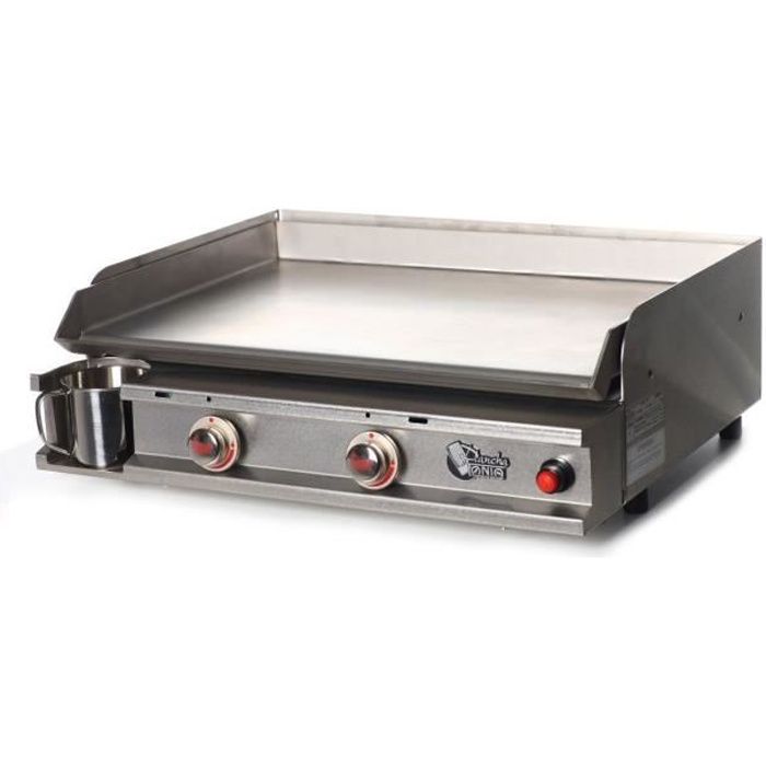 Plancha &agrave; gaz TONIO 2 feux - Plaque et caisson INOX - T03