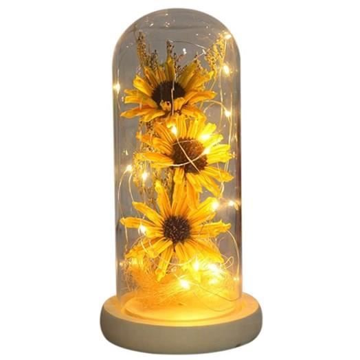 Comparer les prix de Fleurs Eternelle,Élégant Dôme en Verre Tournesol Fleurs Eternelle pour Saint Valentin Fête des Mères Anniversaire (Jaune)