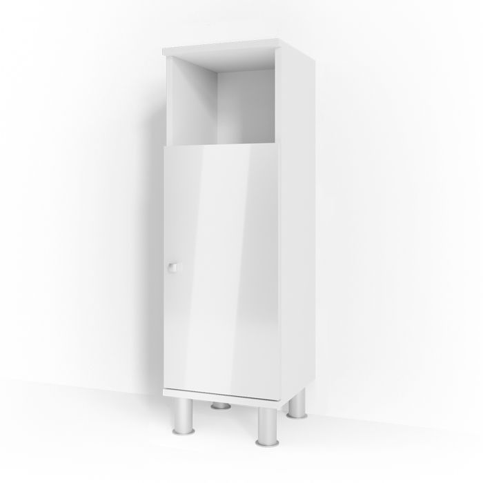 Armoire De Salle De Bains Fynn Vicco - Blanc - 130x30x30 Cm - 1 Porte 6 étagères - MDF
