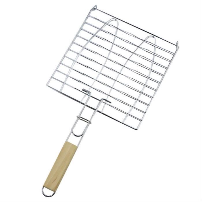Gerbala Panier Grill Roulant 304 Inox – Panier Légumes BBQ Rotatif 360° Avec Poignées Bois Amovibles – Barbecue Camping